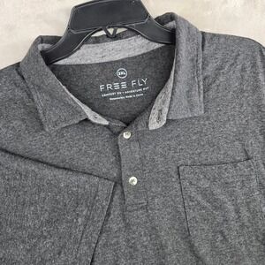 Free Fly Mens 2XL Gray Polo Shirt bamboo Comfort on Adventure Out Short Sleeve‎